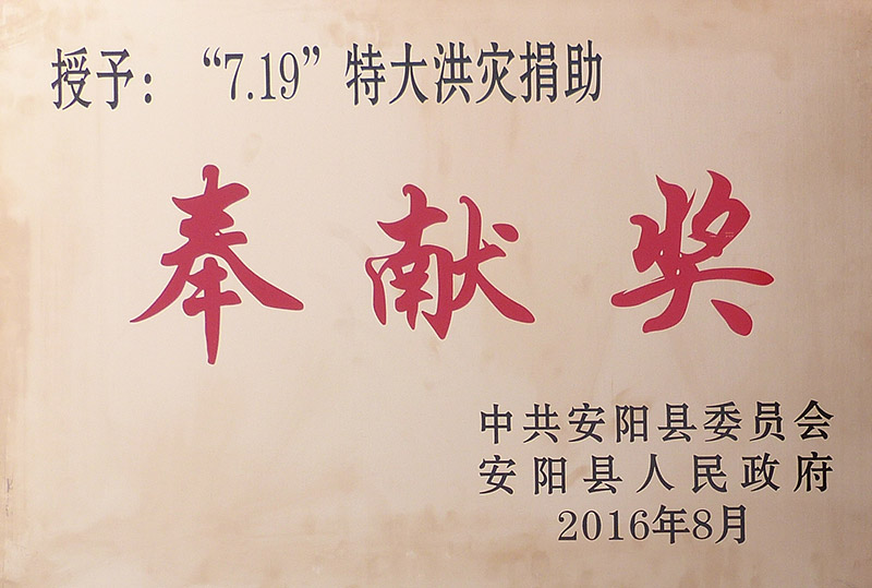 7.19特大洪灾捐助奉献奖